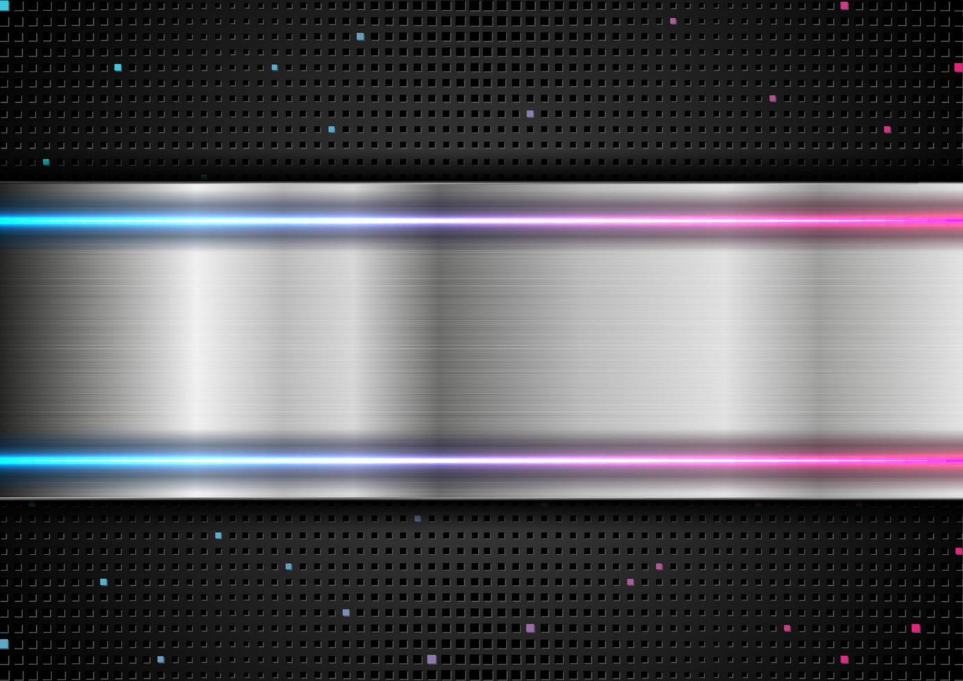 technologie abstract zilver metalen achtergrond met neon glimmend licht vector