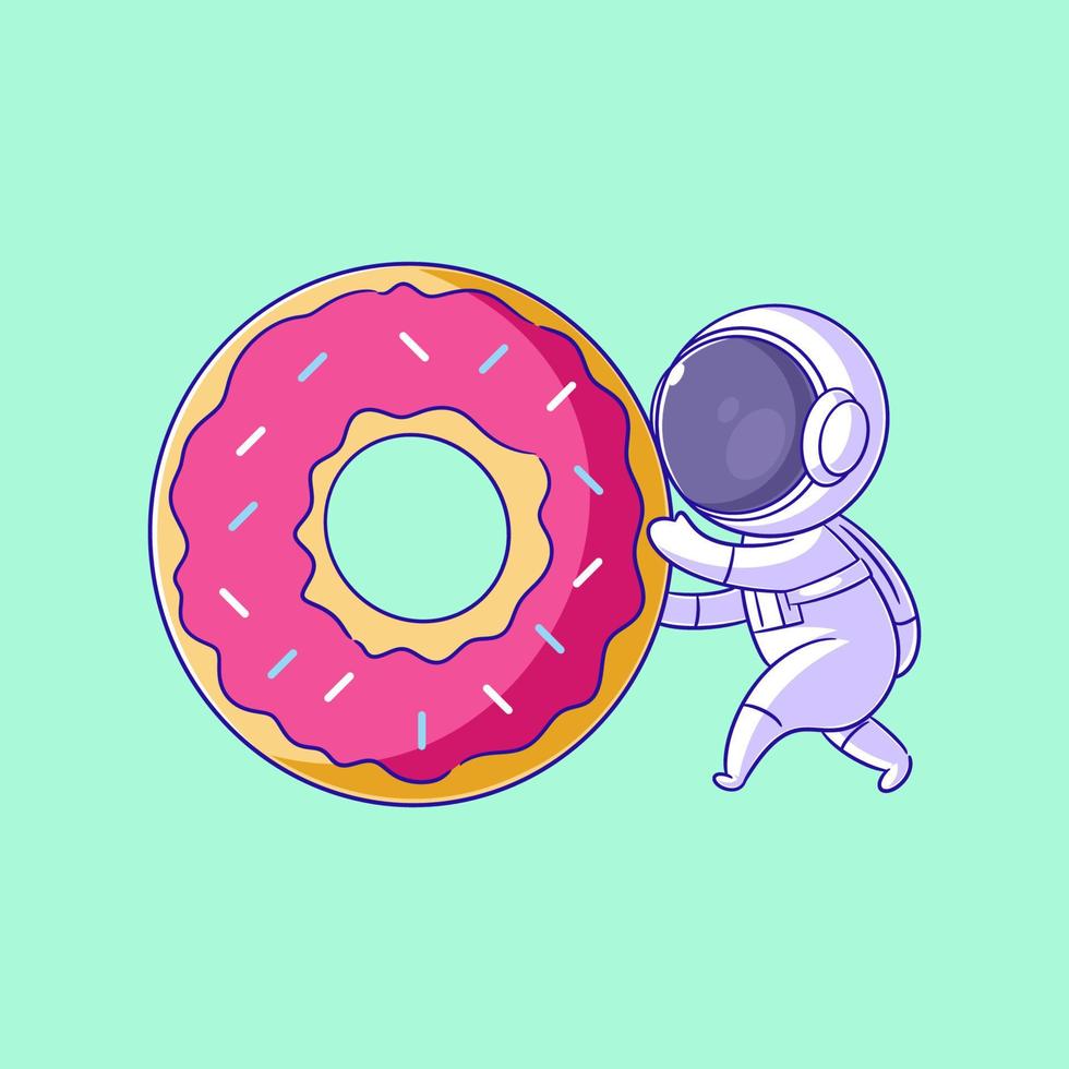 astronaut draag- een groot donut vector