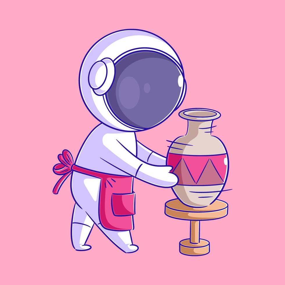 astronauten maken handwerk van klei vector