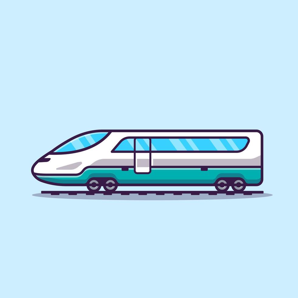 snel trein tekenfilm vector icoon illustratie. openbaar vervoer icoon concept geïsoleerd premie vector. vlak tekenfilm stijl