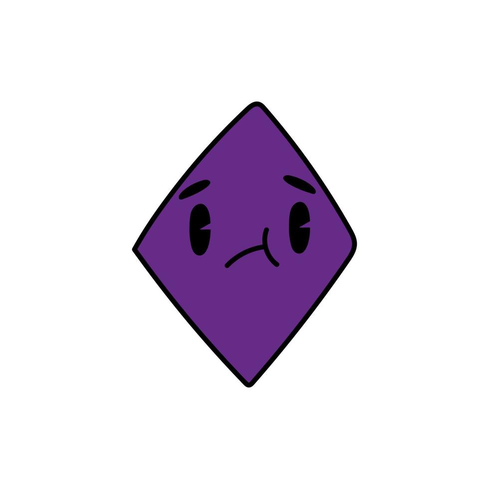 Purper ruit hand- getrokken tekening geïsoleerd Aan wit achtergrond. jaren 70 stijl karakter, schattig kawaii figuren. vector