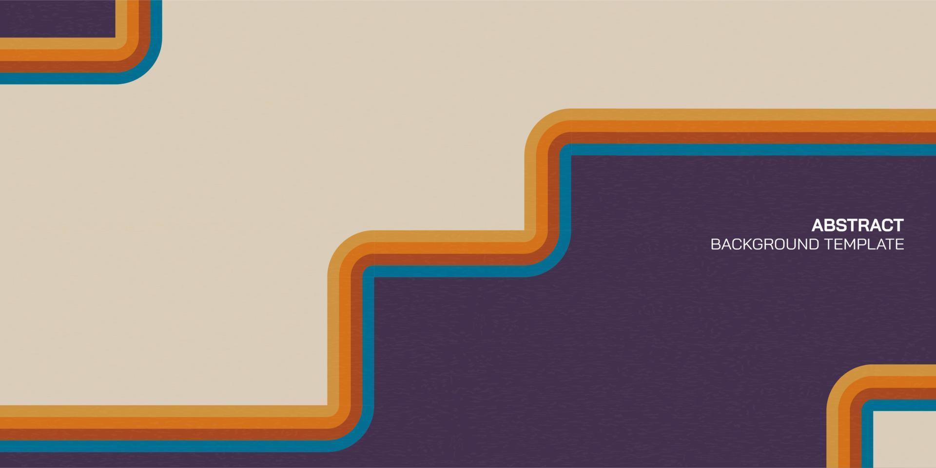 abstract jaren 70 stijl kleurrijk strepen kader Aan licht bruin en Purper achtergrond met blanco ruimte. vector