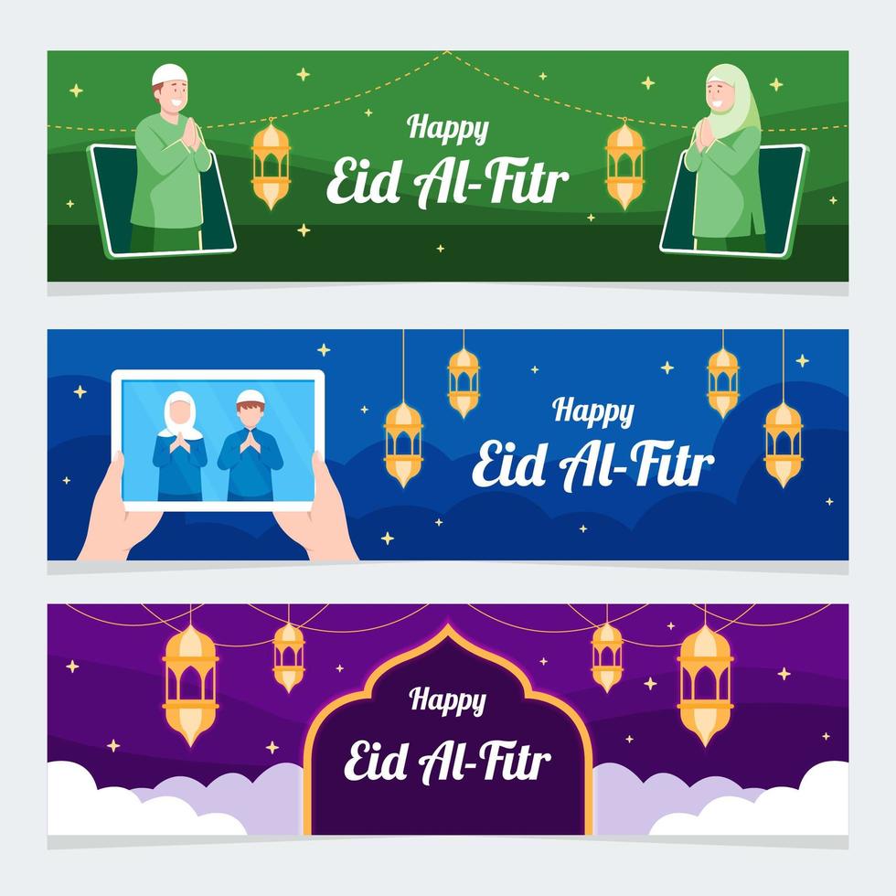 happy eid al fitr-sjabloon voor spandoek vector