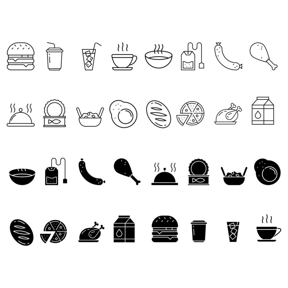 voedsel en drinken icoon vector set. begrafenis illustratie teken verzameling. keuken symbool. koken logo.