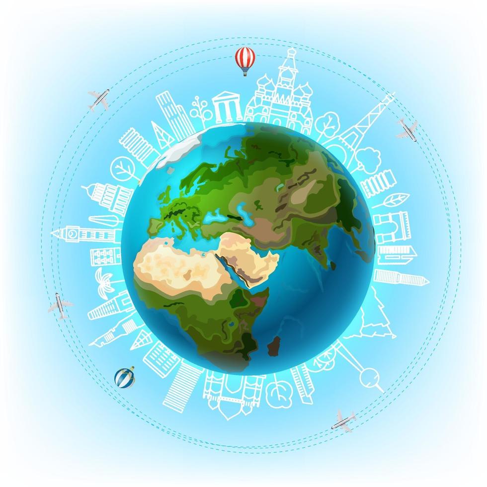 reis rond de wereld vector concept