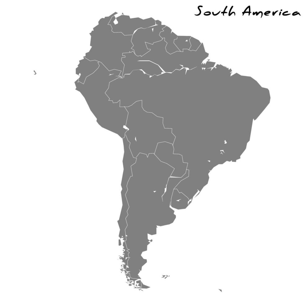 hoog kwaliteit kaart van zuiden Amerika vector