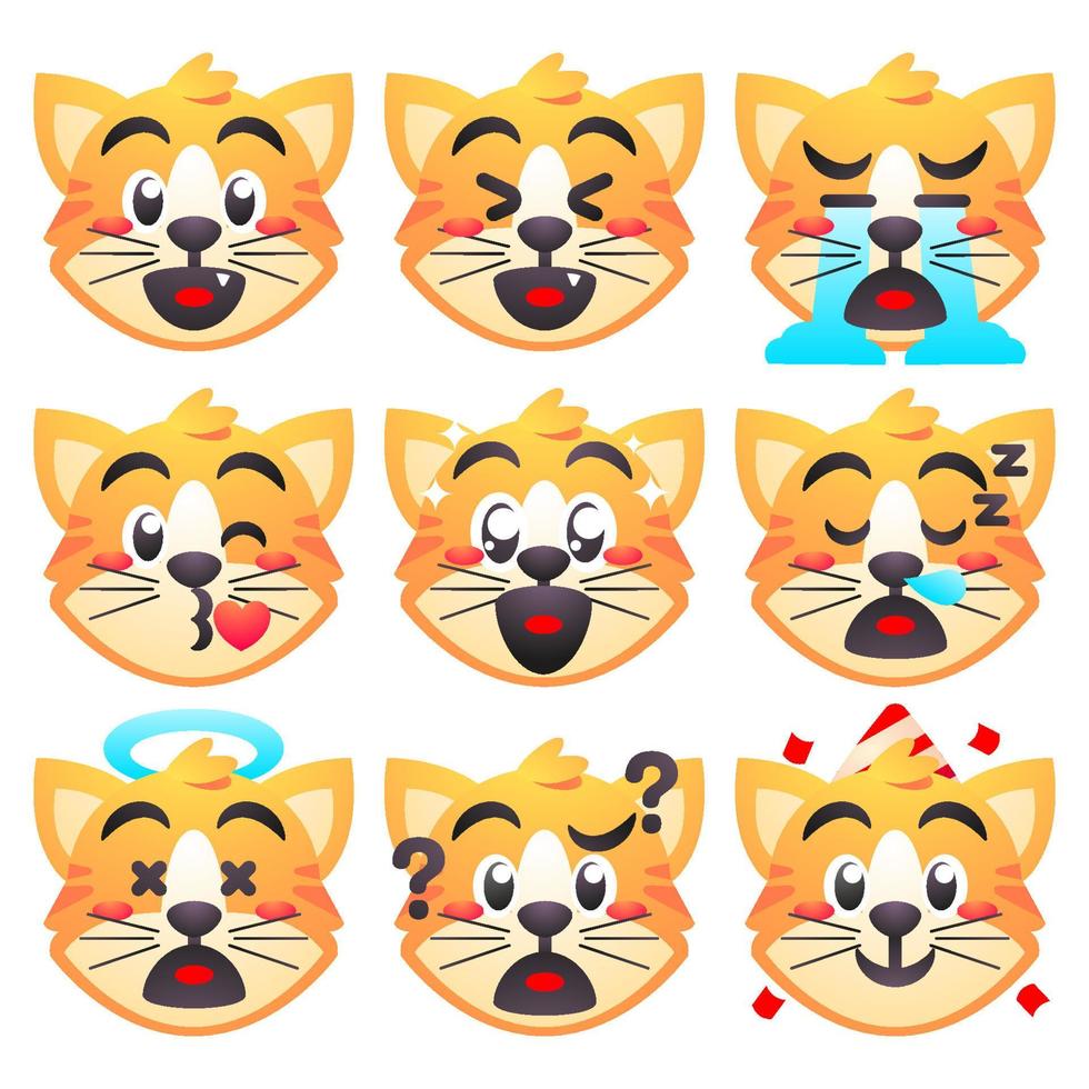 schattig kat emoji emoticon reeks vector
