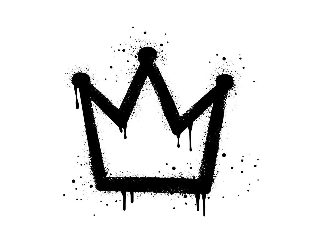 verstuiven geschilderd graffiti kroon teken in zwart over- wit. kroon druppelen symbool. geïsoleerd Aan wit achtergrond. vector illustratie