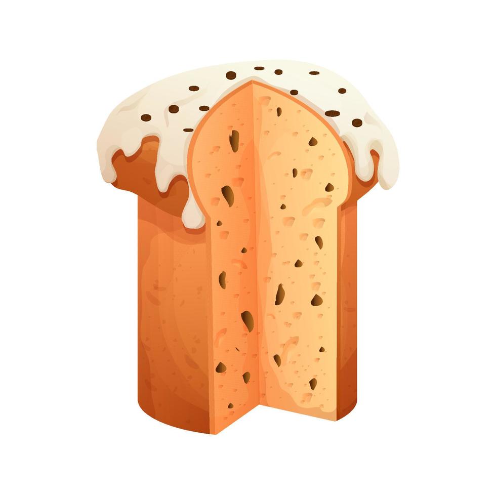 panettone traditioneel taart in tekenfilm stijl geïsoleerd Aan wit achtergrond. vector illustratie