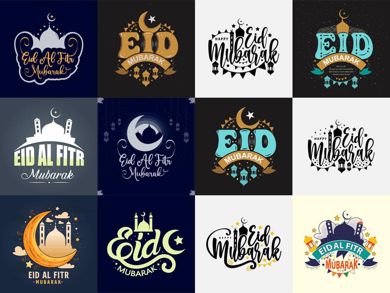 eid mubarak bundel groet illustratie mooi belettering hand- tekening Aan de krijt bord achtergrond vector