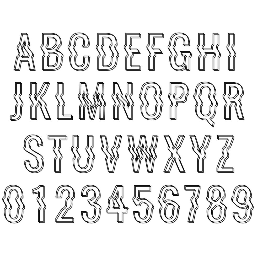 glitch vervorming lettertype. vector