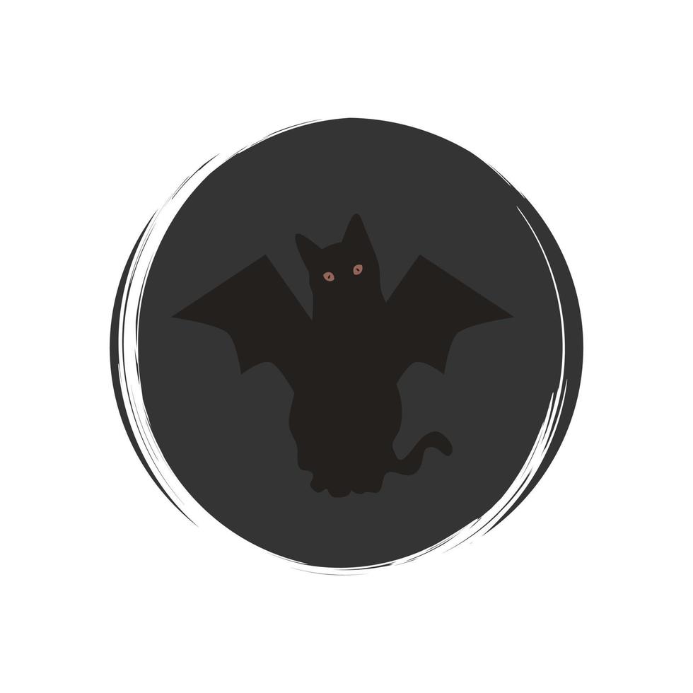 schattig esoterisch magie halloween zwart kat icoon vector, illustratie Aan cirkel met borstel textuur, voor sociaal media verhaal en instagram highlights vector