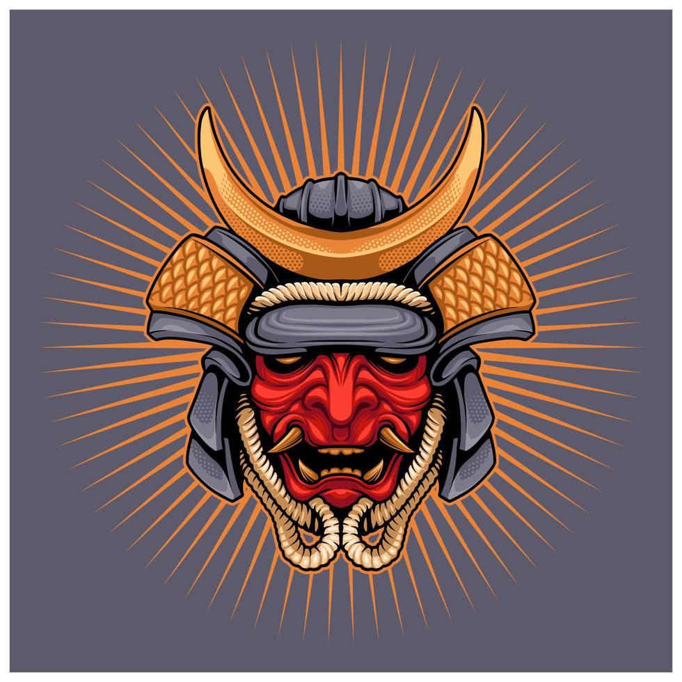 Japans samurai en hannya masker grafisch tee en logo ontwerp vector