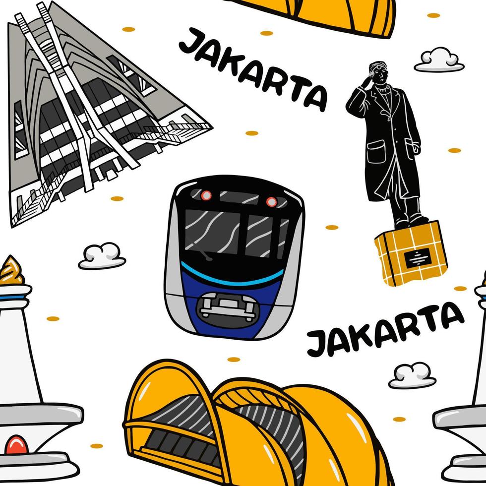 Jakarta kawaii naadloos patroon in vector illustratie