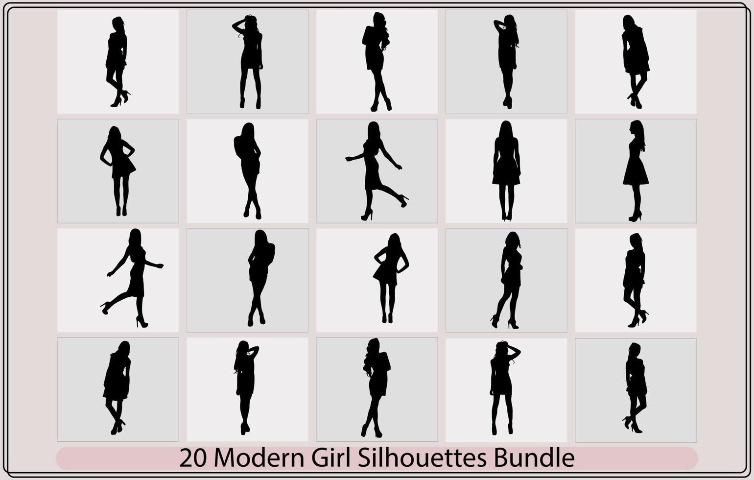 silhouetten van mode model- meisjes in mini verschillend typen, silhouetten van mooi vrouwen, silhouetten van mode vrouwen, vector silhouetten tekening meisje