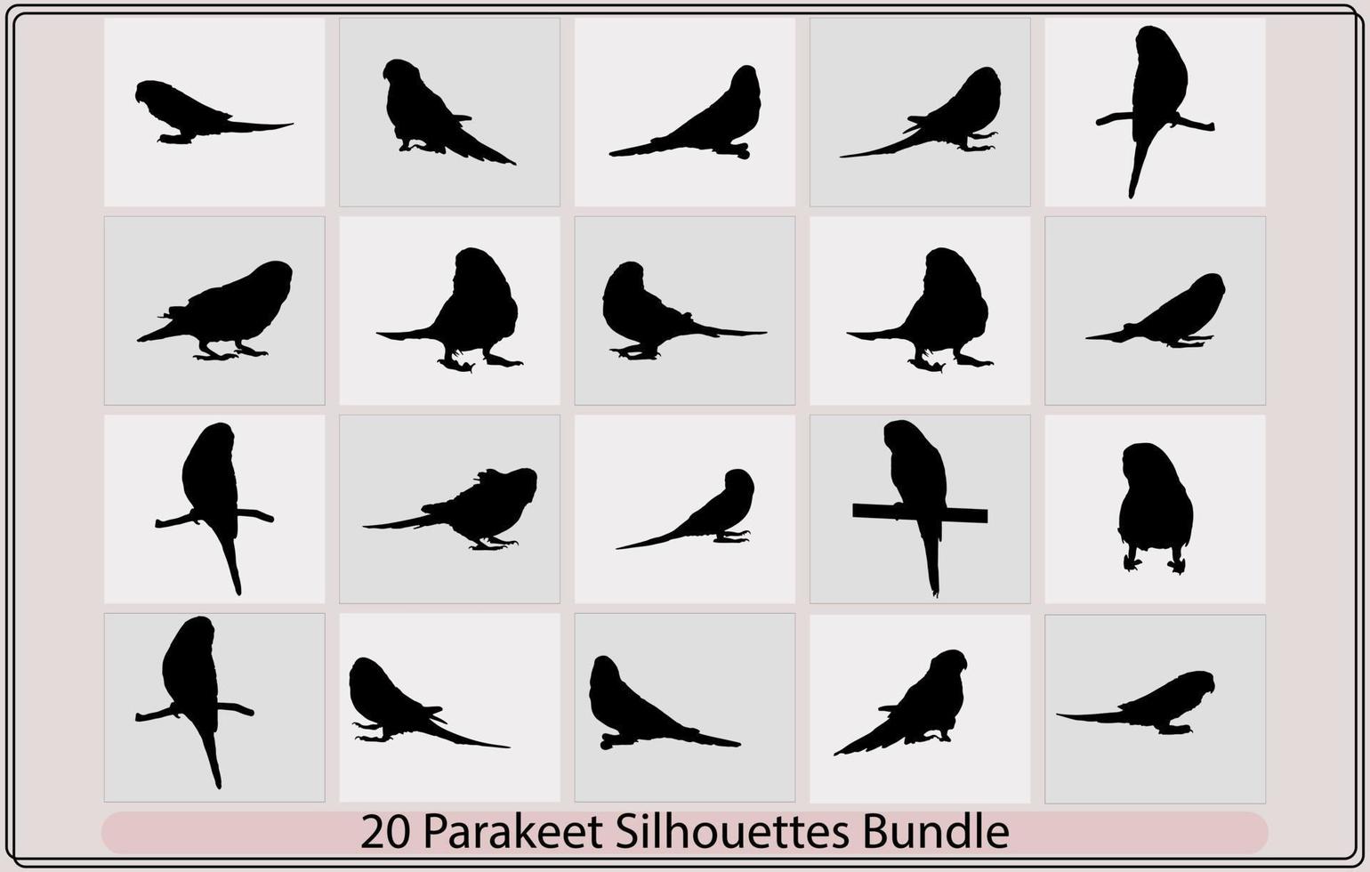 vector van een parkiet silhouet,caturrita vogel in profiel uitzicht, silhouet van een parkiet, vector papegaai silhouetten van amazon oerwoud,