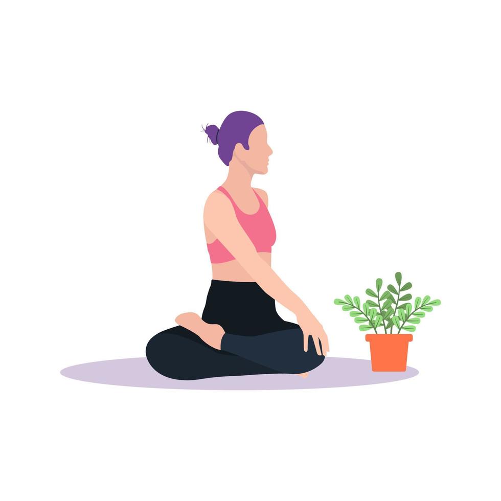 vector illustratie van vrouw karakter aan het doen yoga