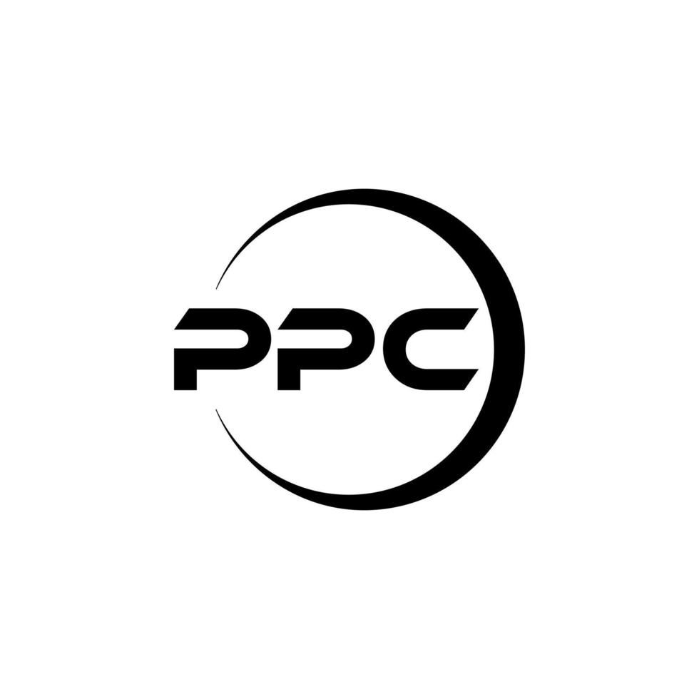 ppc brief logo ontwerp in illustratie. vector logo, schoonschrift ontwerpen voor logo, poster, uitnodiging, enz.