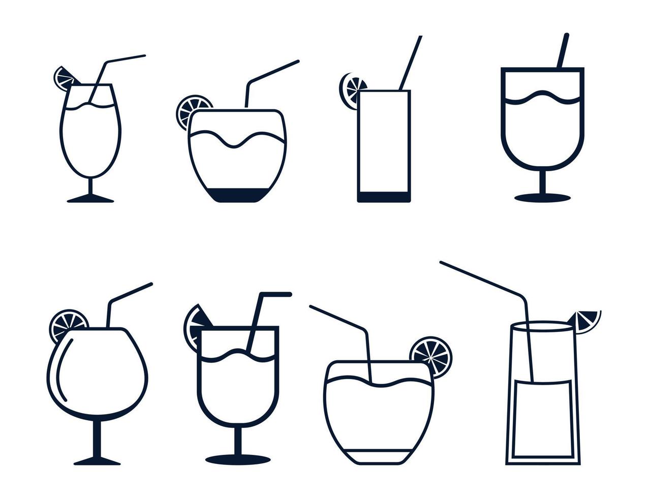mimosa drinken illustraties collecties ontwerp, glas alcohol sap partij brunch Champagne geïsoleerd cafe bar ijs kunst, citroen limoen mimosa voedsel tekening illustraties. vector