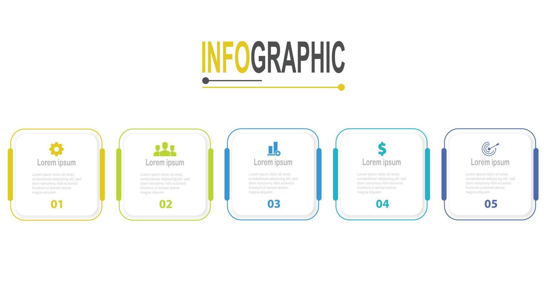 5 stappen plein kader infographic sjabloon bedrijf gegevens illustratie vector