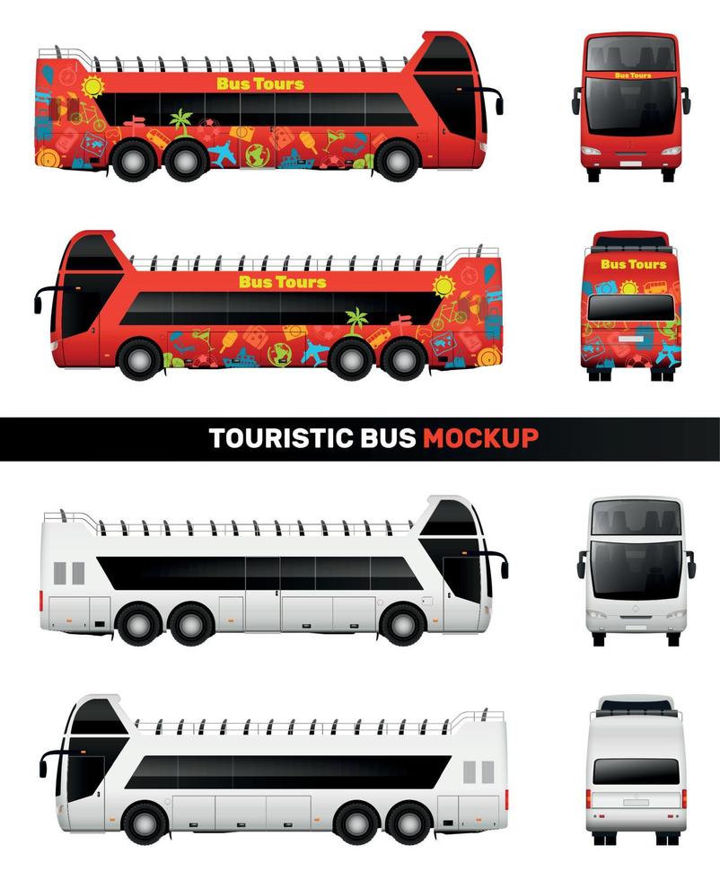 toeristisch bus mockup reeks vector