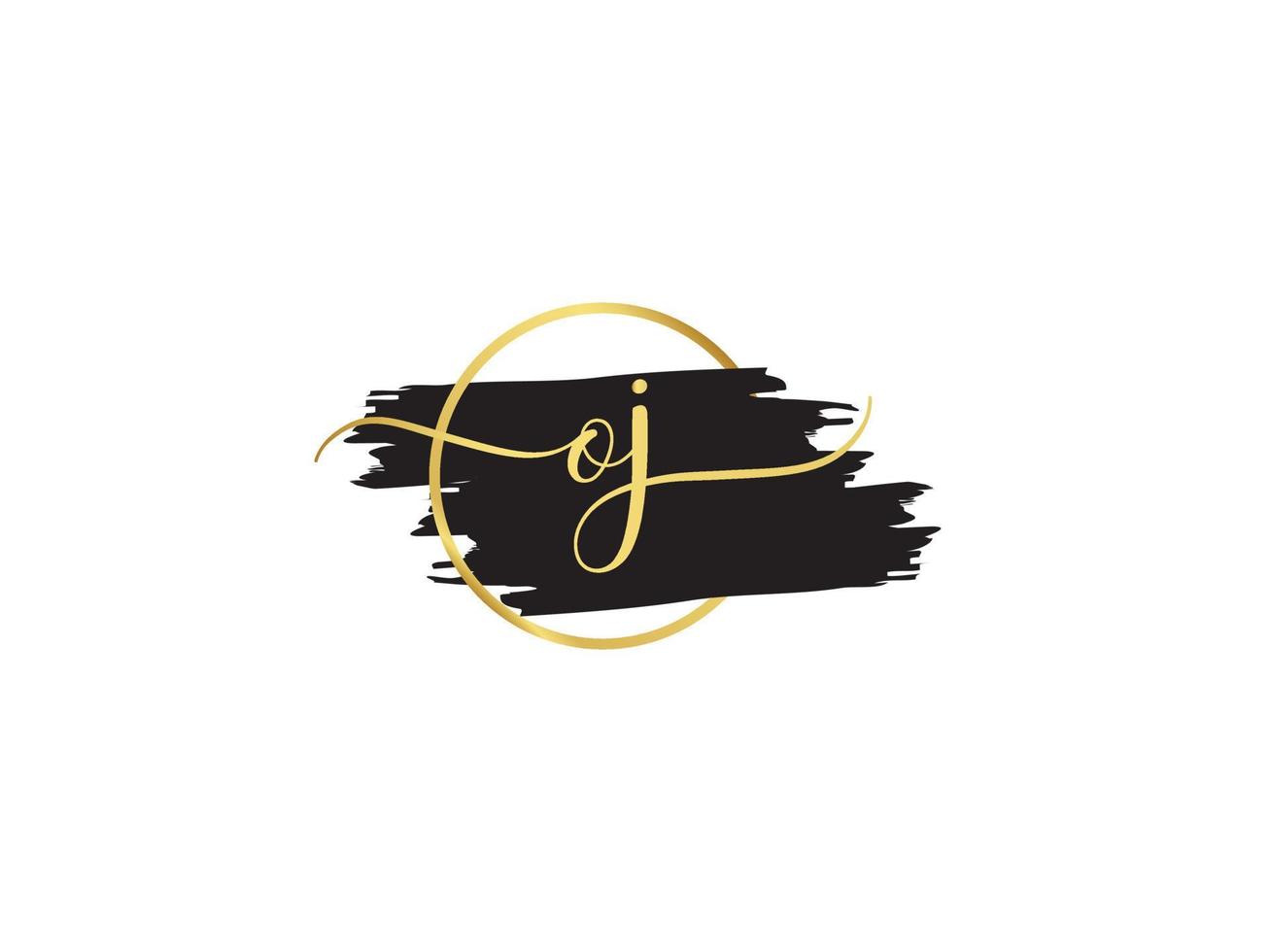 minimaal oj logo icoon, gouden oj handtekening brief logo icoon vector