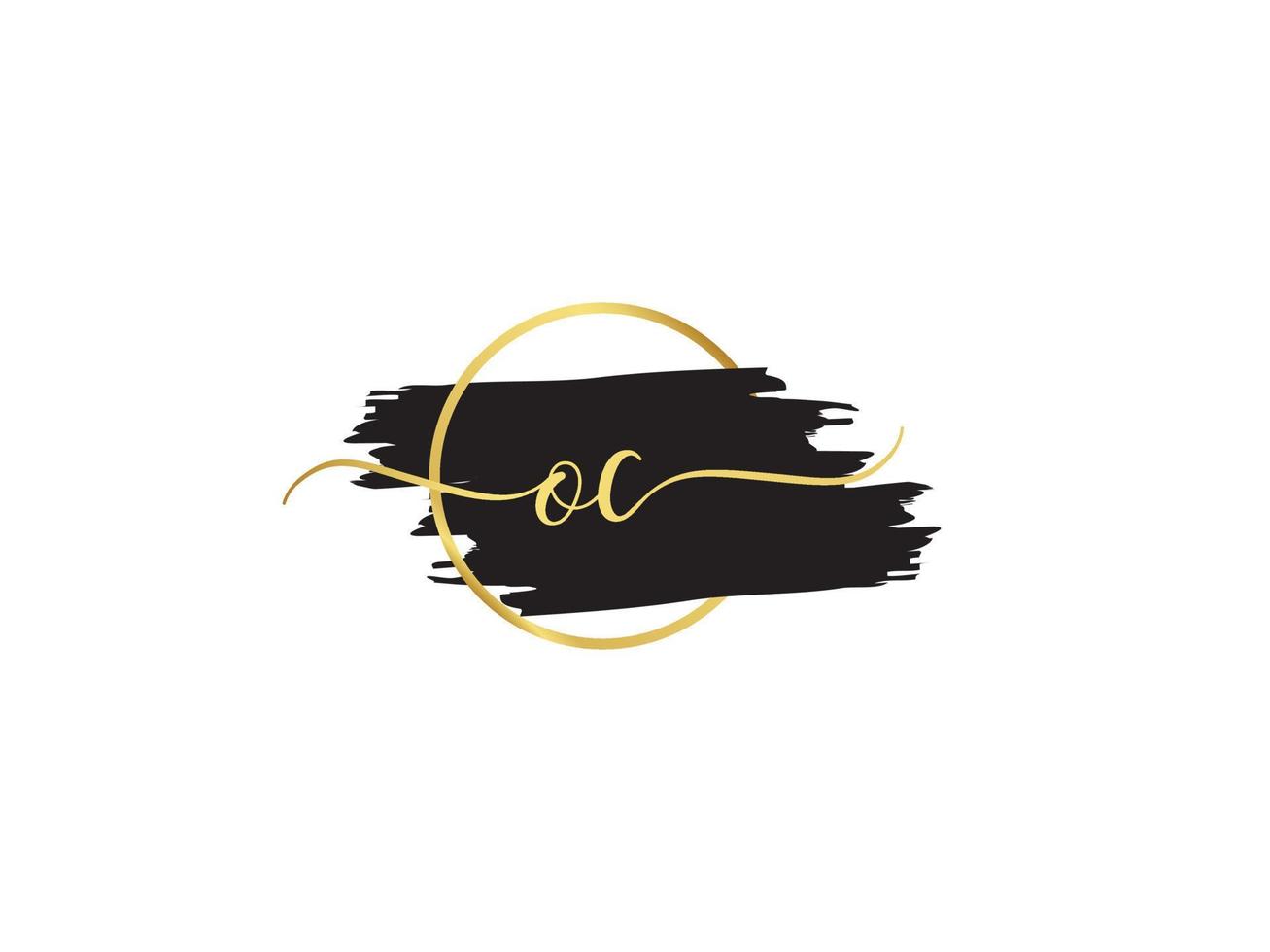 minimaal oc logo icoon, gouden oc handtekening brief logo icoon vector