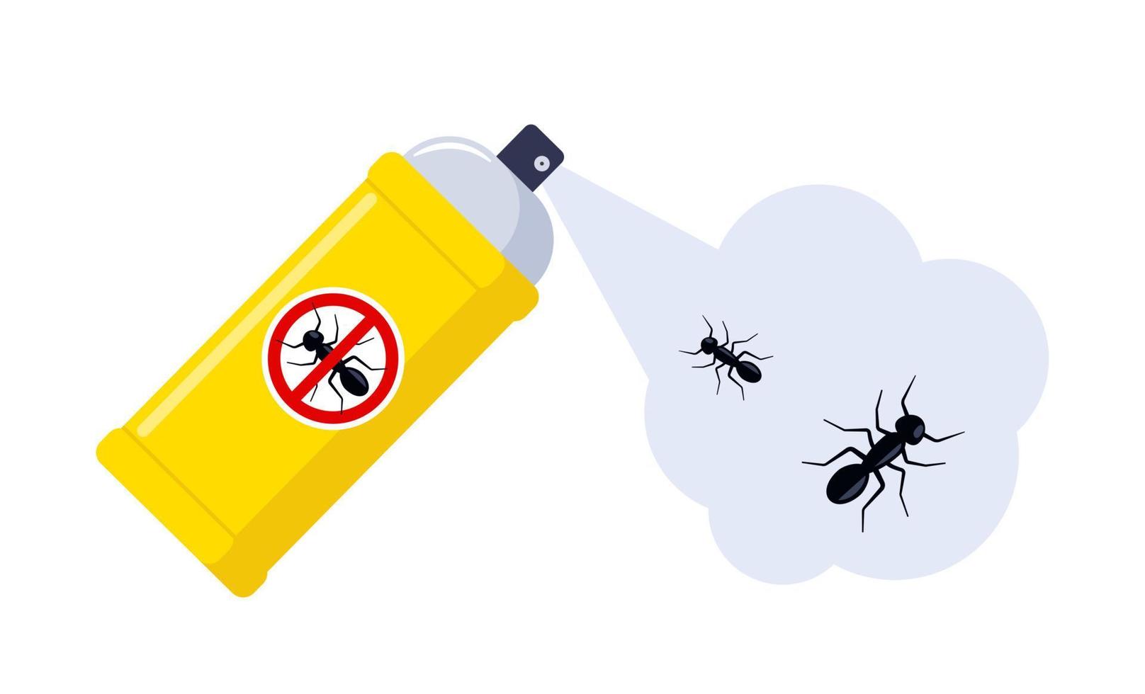 sproeien insecticide Aan mier. plaag controle. aërosol voor kever beet preventie. vector illustratie.