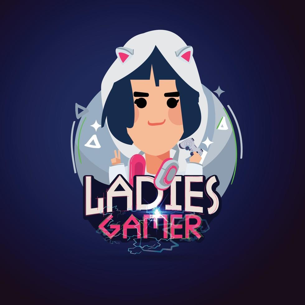 dames gamer logo. hacker of gamer concept. e-sport. vector