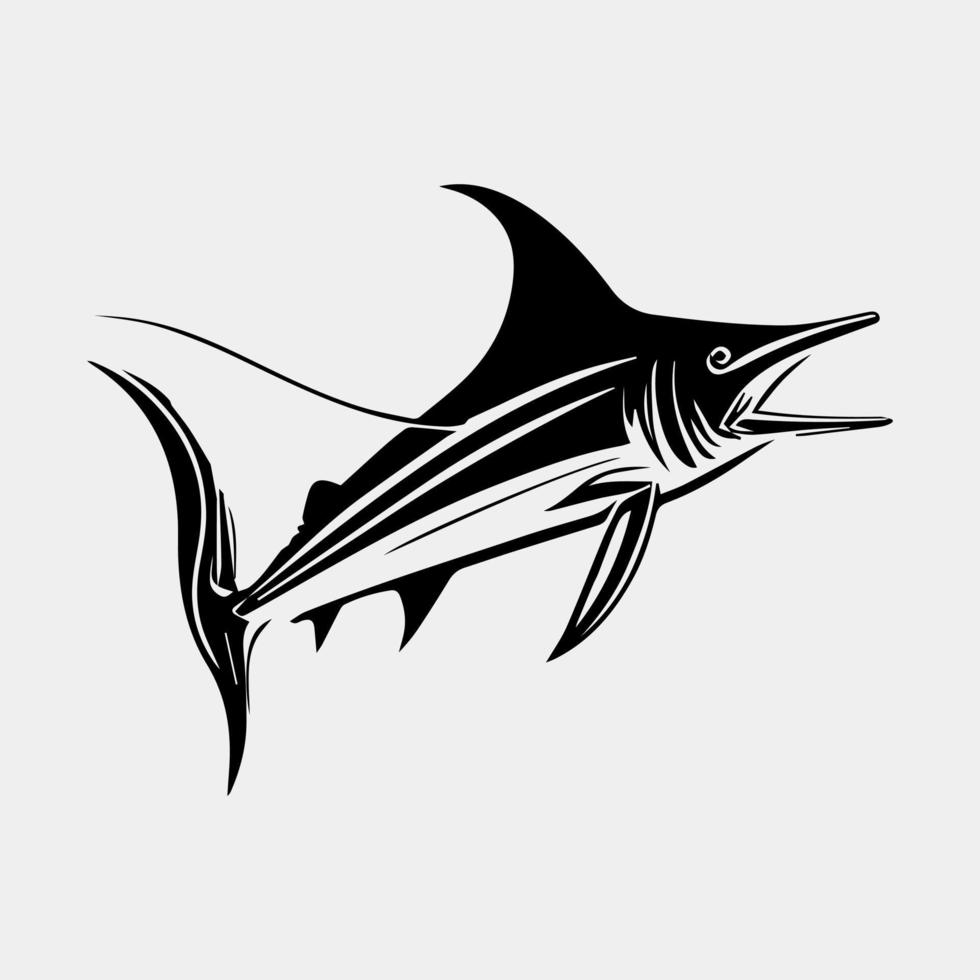 zwart marlijn visvangst logo vector geïsoleerd