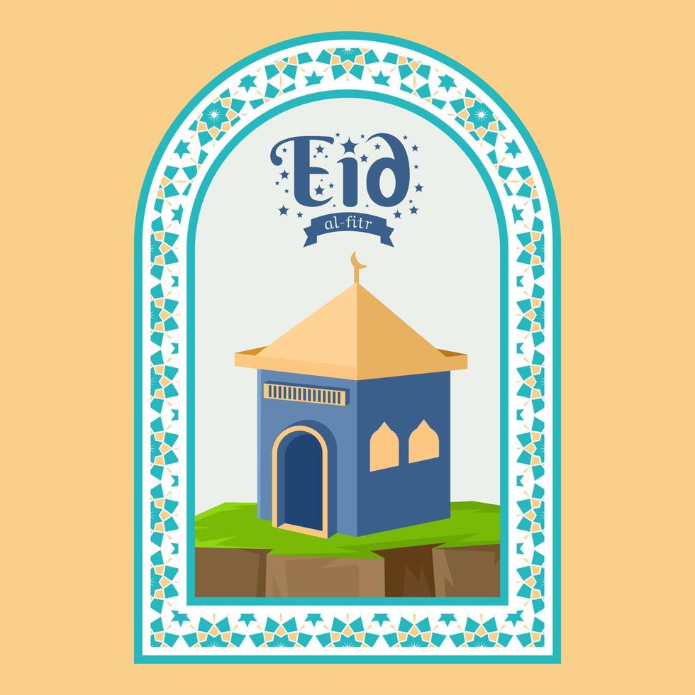 Islamitisch groet met moskee en patroon illustratie ontwerp vector