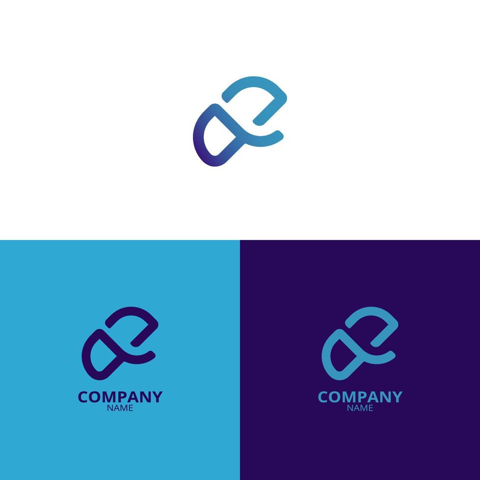 een gemakkelijk en elegant brief een logo, met mooi licht blauw en blauwachtig Purper helling kleuren. geschikt voor versterking uw bedrijf identiteit vector