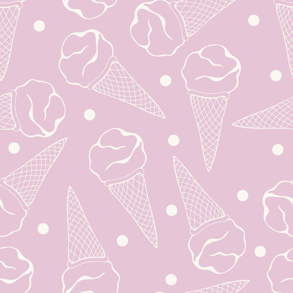 naadloos patroon met ijs room in een wafel ijshoorntje en polka punt vector