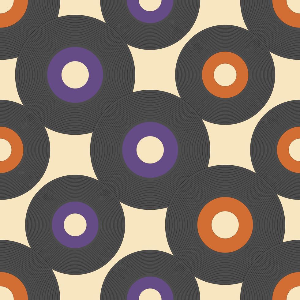 naadloos patroon met vinyl records in retro stijl vector