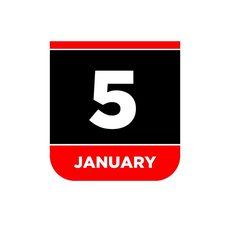 5 januari kalender vector icoon. 5 jan kaart bladzijde.