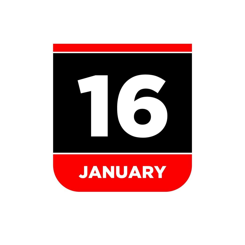 16e januari vector kalender bladzijde. 16 jan icoon.