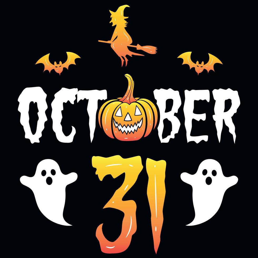 gelukkig halloween 31 oktober heksen boe t-shirt ontwerp vector