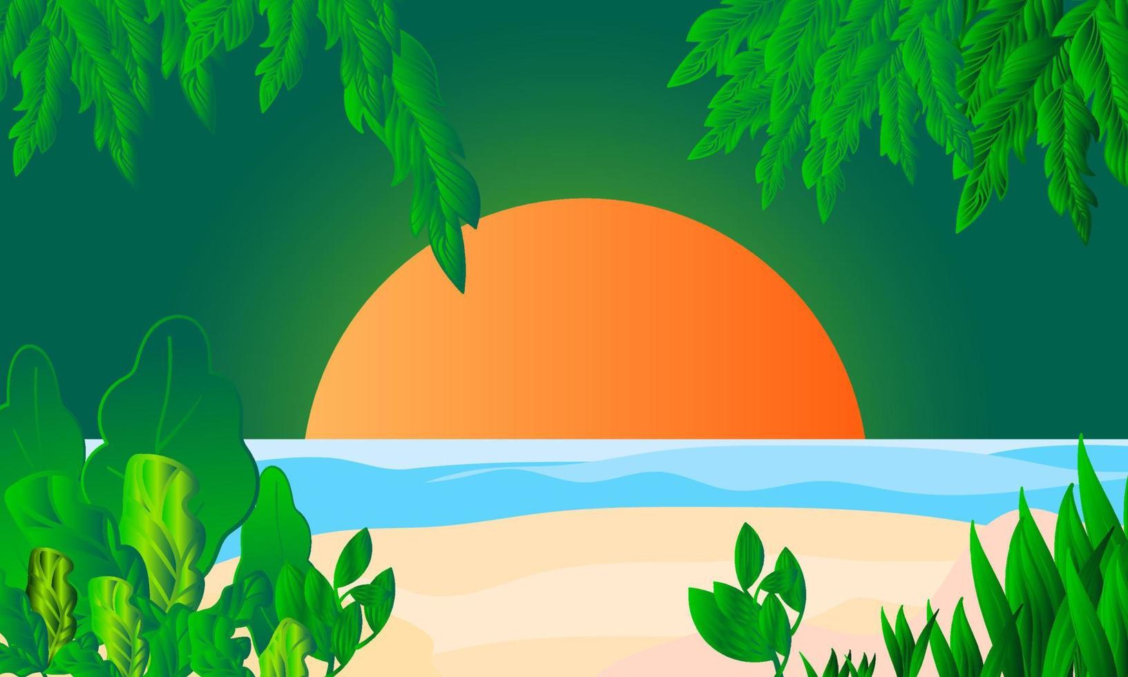 zomer strand zonsondergang vector achtergrond
