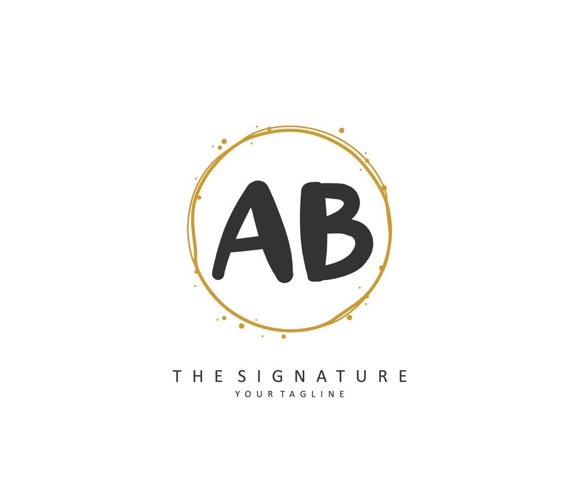 ab eerste brief handschrift en handtekening logo. een concept handschrift eerste logo met sjabloon element. vector