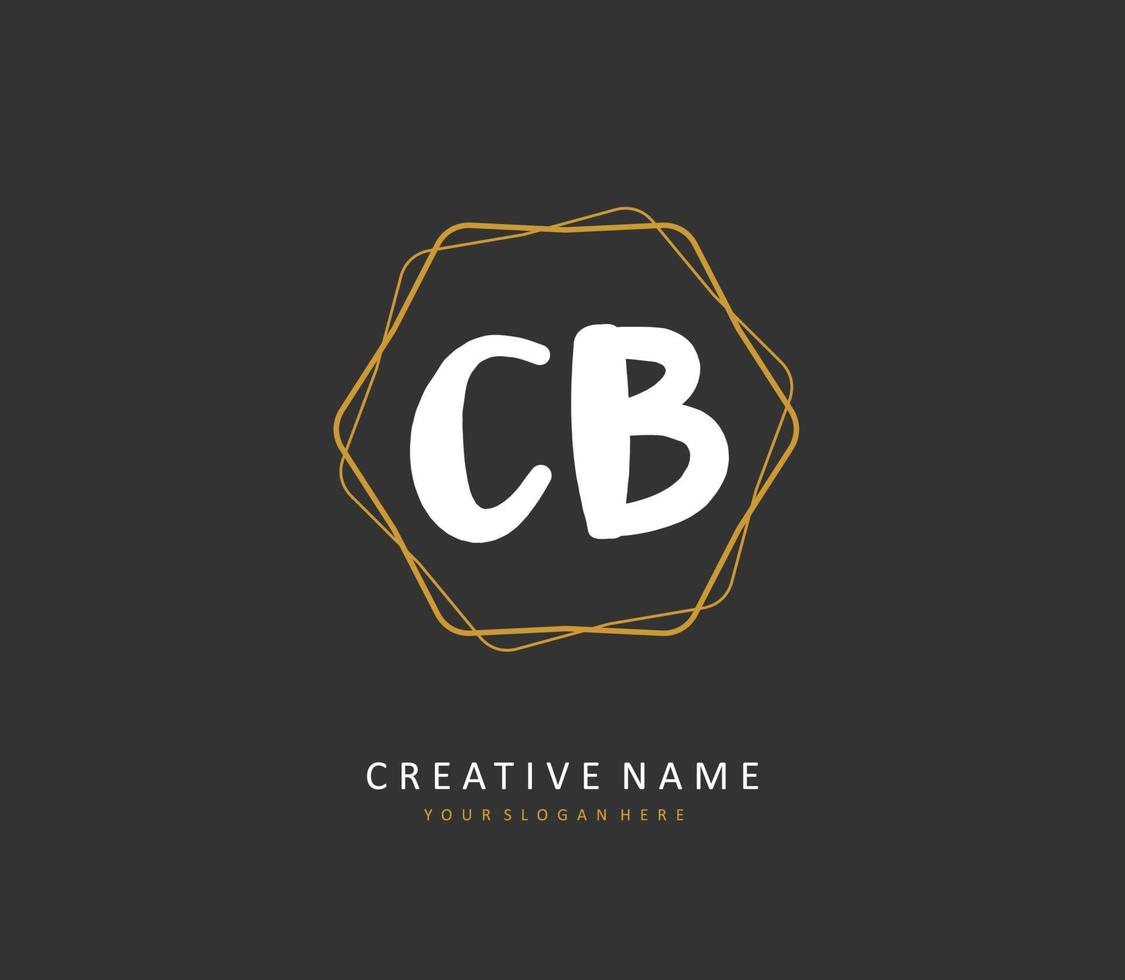 c b cb eerste brief handschrift en handtekening logo. een concept handschrift eerste logo met sjabloon element. vector