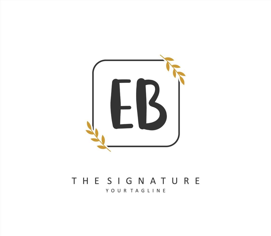 eb eerste brief handschrift en handtekening logo. een concept handschrift eerste logo met sjabloon element. vector