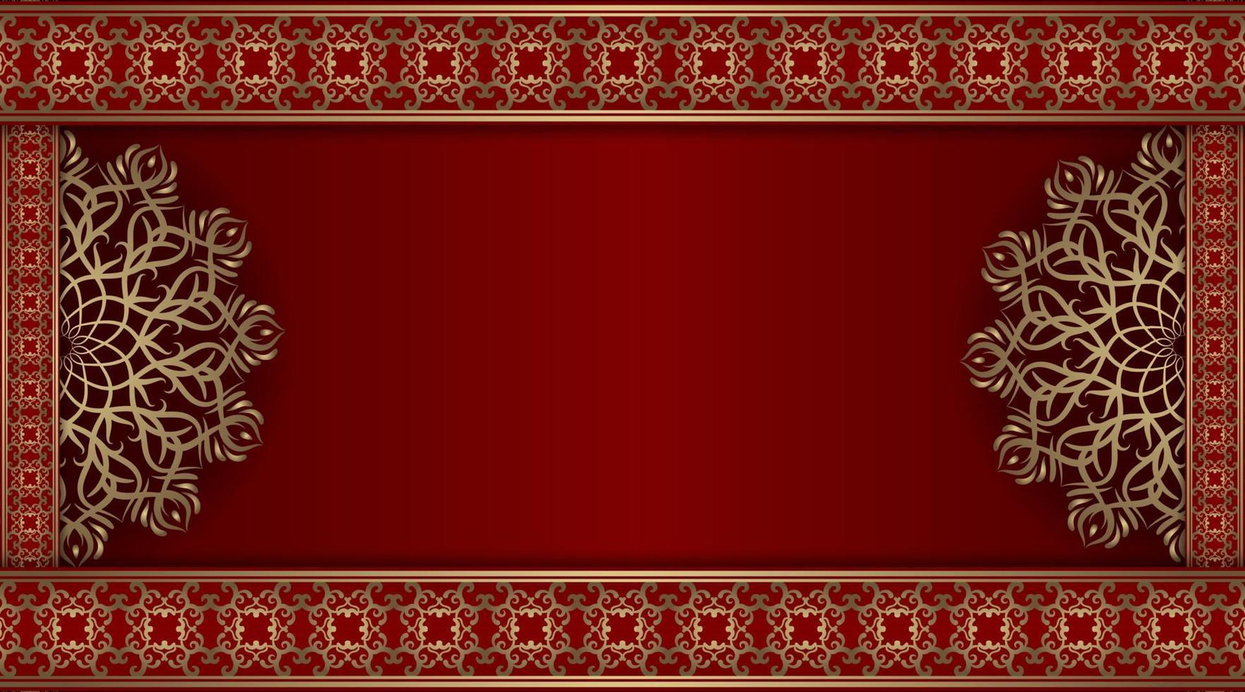 rood luxe achtergrond, met goud mandala ornament vector