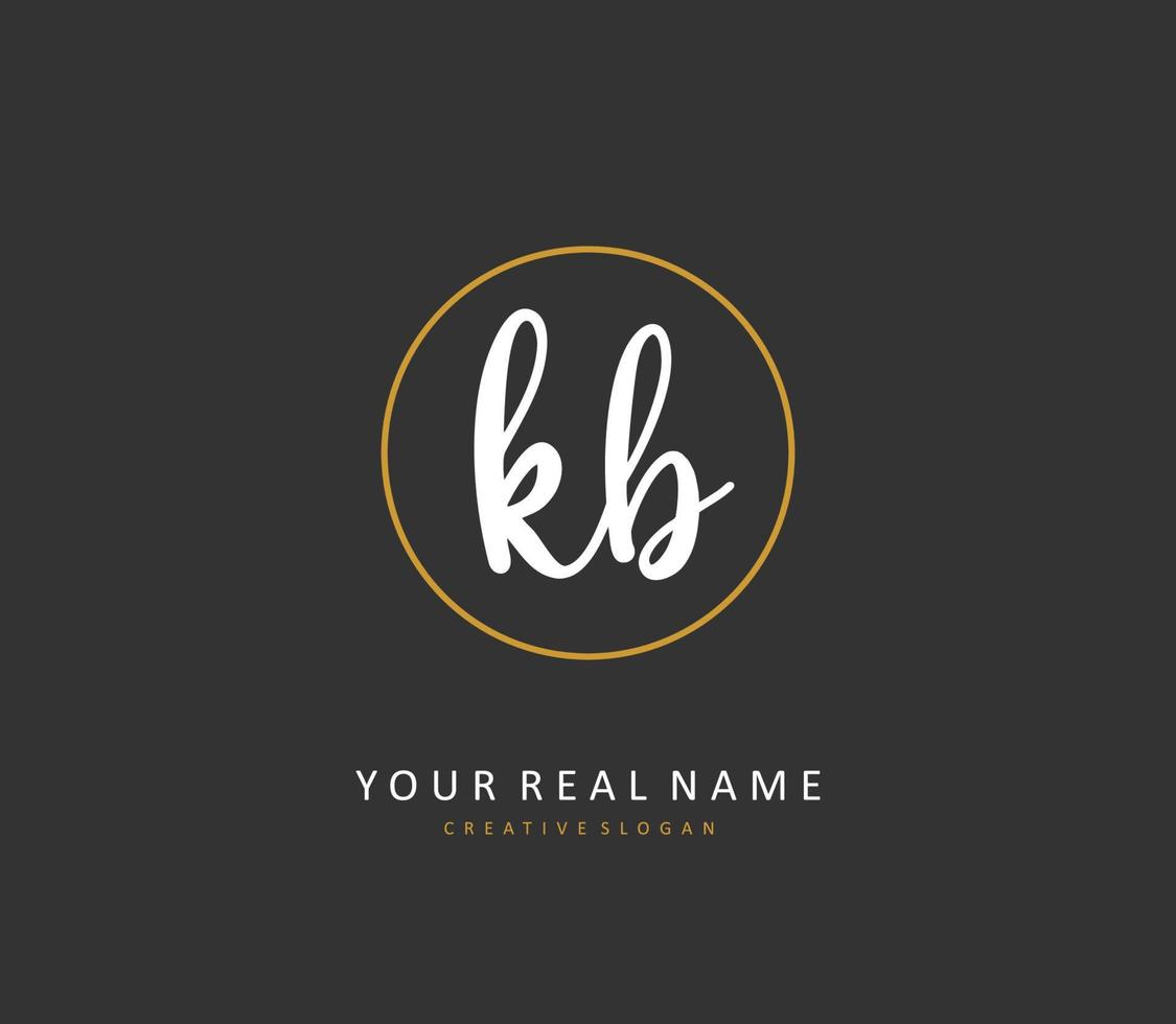 k b kb eerste brief handschrift en handtekening logo. een concept handschrift eerste logo met sjabloon element. vector