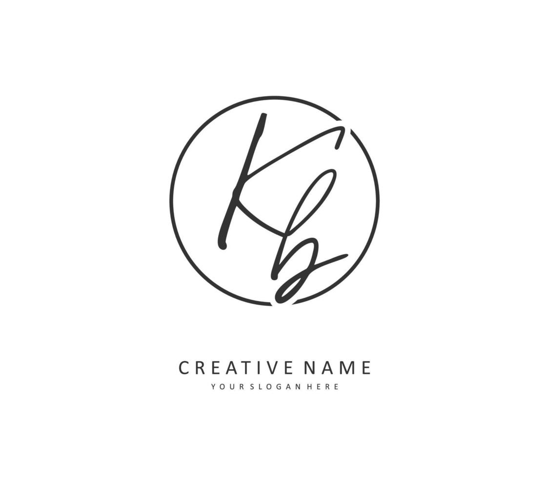 k b kb eerste brief handschrift en handtekening logo. een concept handschrift eerste logo met sjabloon element. vector