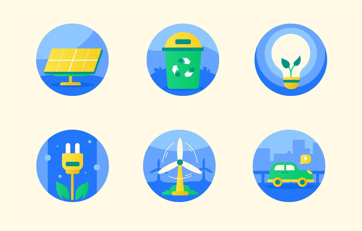 hernieuwbare energie technologie icon set vector