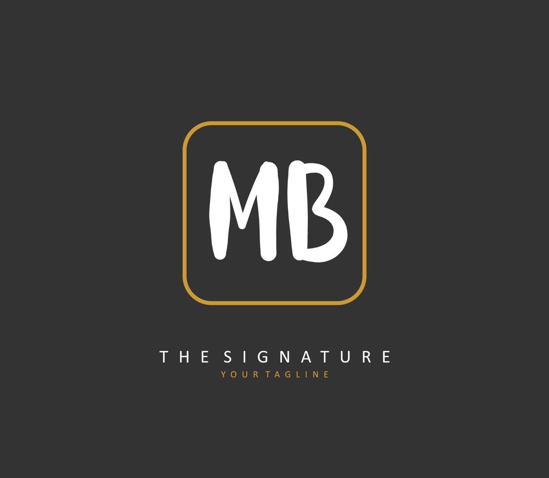 m b mb eerste brief handschrift en handtekening logo. een concept handschrift eerste logo met sjabloon element. vector