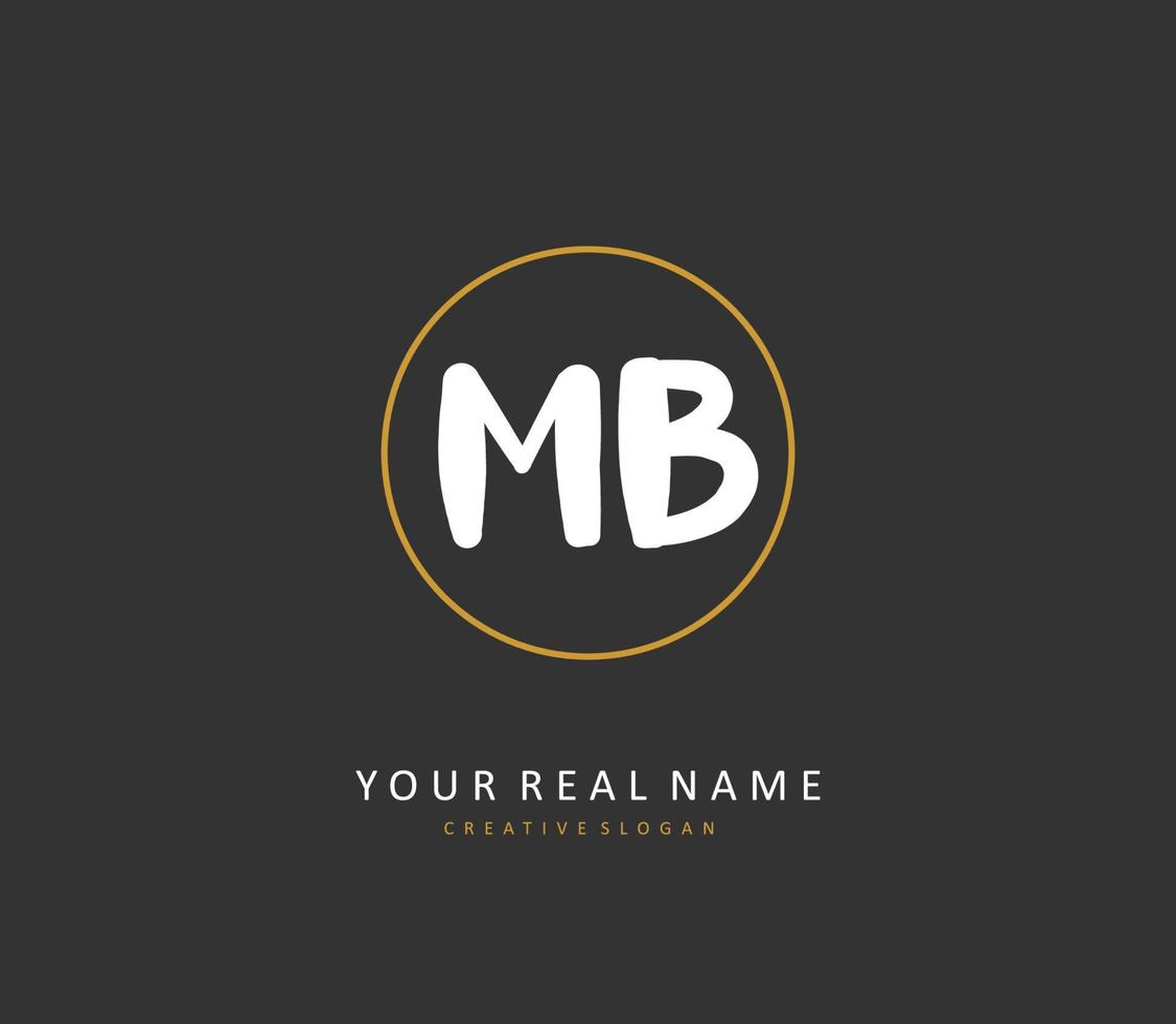 m b mb eerste brief handschrift en handtekening logo. een concept handschrift eerste logo met sjabloon element. vector