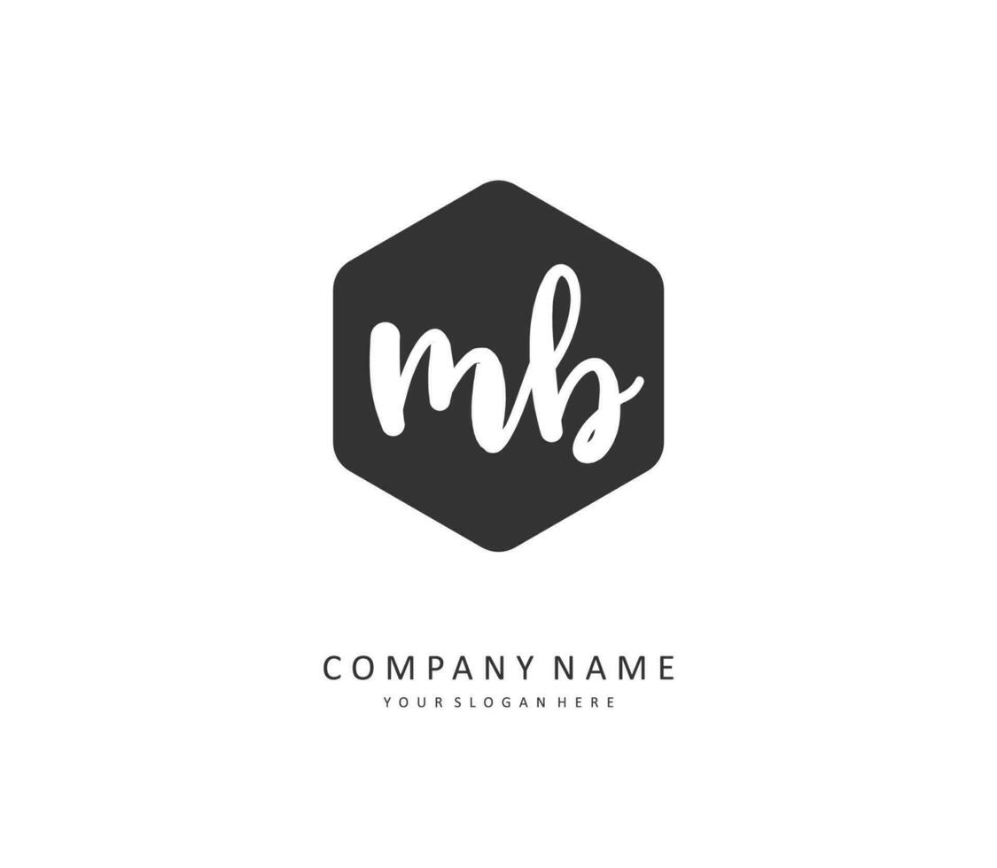 m b mb eerste brief handschrift en handtekening logo. een concept handschrift eerste logo met sjabloon element. vector