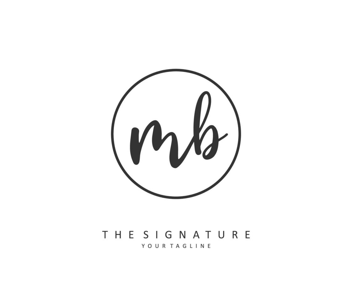 m b mb eerste brief handschrift en handtekening logo. een concept handschrift eerste logo met sjabloon element. vector