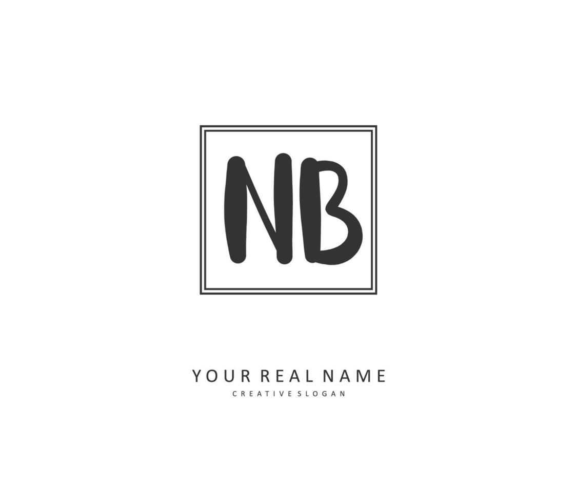 n b nb eerste brief handschrift en handtekening logo. een concept handschrift eerste logo met sjabloon element. vector